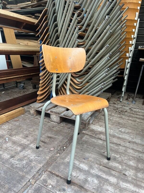 Vintage industrial chair Tubax in wood and metal