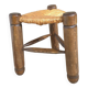 Tabouret bois paille tripode Charles Dudouyt