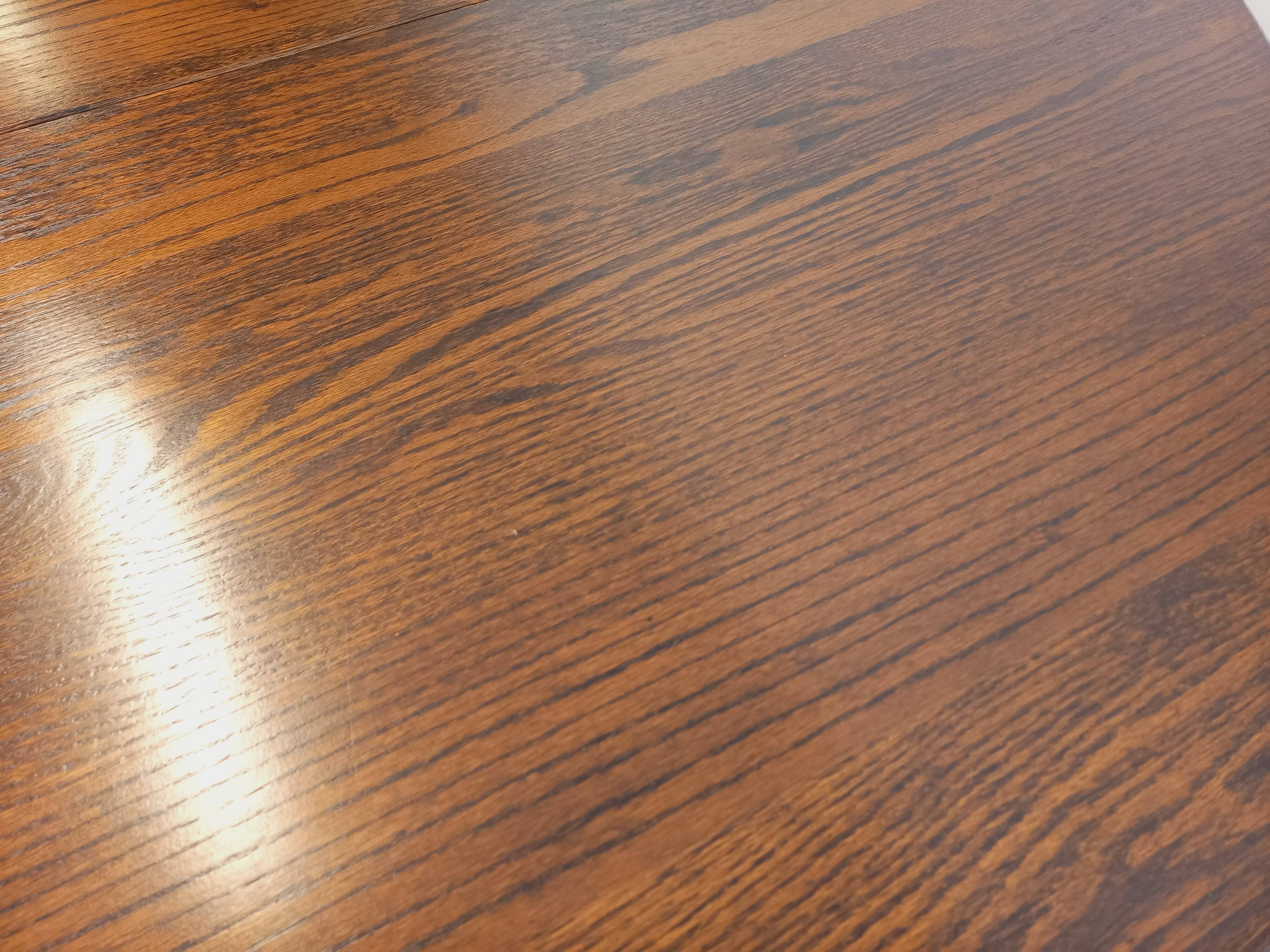 Vintage brutalist hexagonal dining table made of oak from the 1950s.