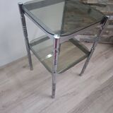 Chrome and smoked glass side table, 1970s