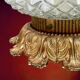 Pair of Massive Belgium ceiling lights in pressed glass and gold metal – late 1960s