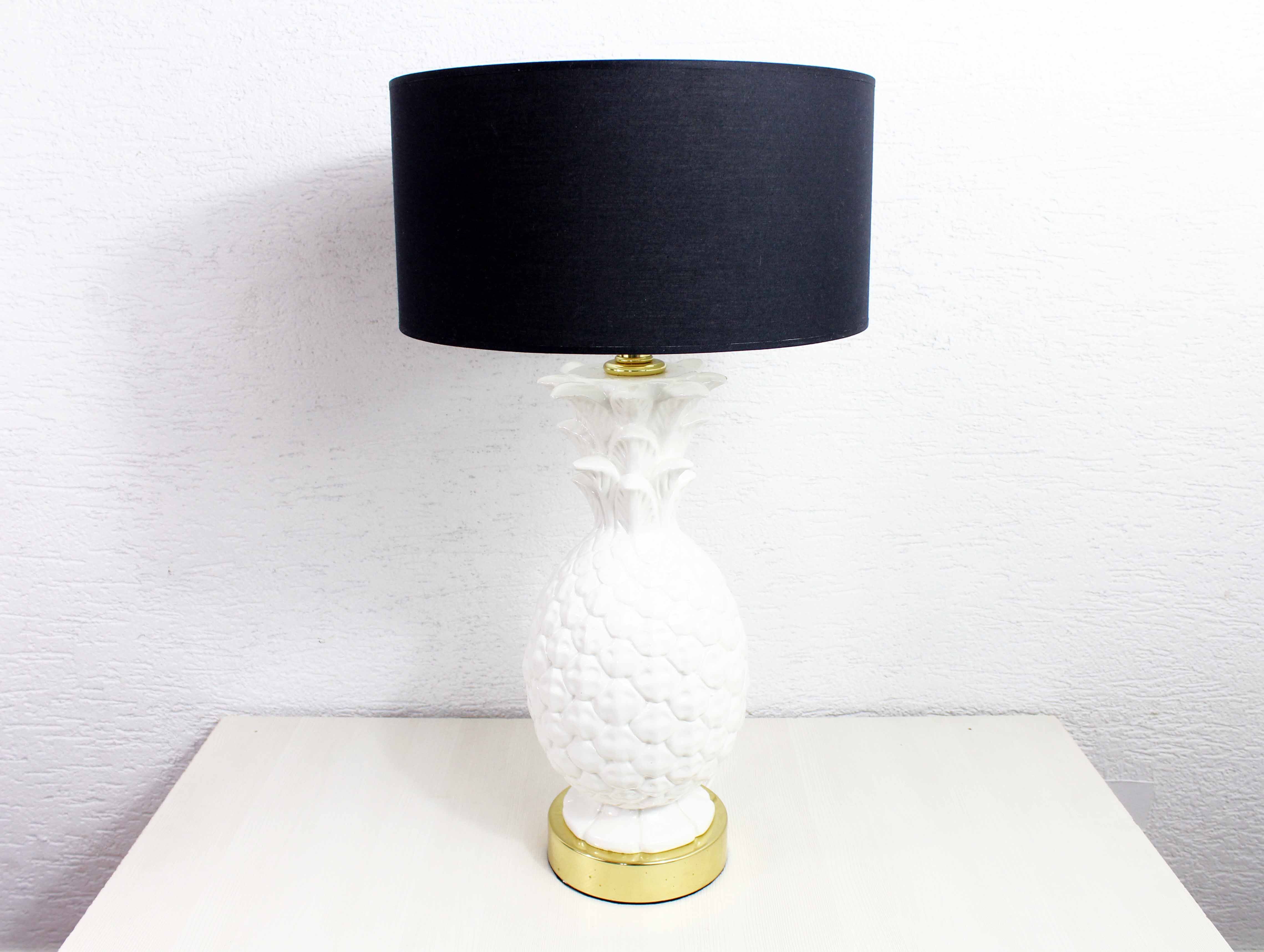 Table lamp ananas ceramic and brass 70s