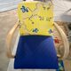 Fauteuil bridge tissu Charles Burger jaune et bleu