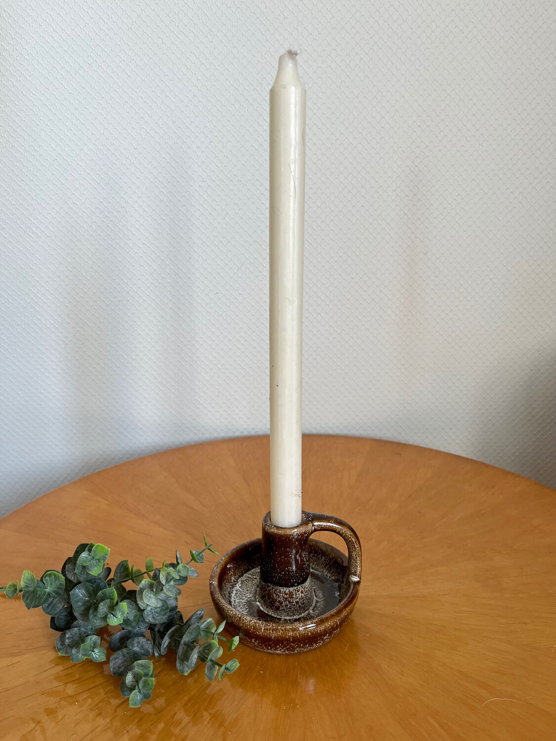 Vintage ceramic stoneware candle holder 1950