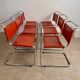 Lot 6 tubular chairs S33 design Mart Stam vintage cognac leather from the 70s