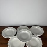 Set of 6 Gien deep plates, Coquille model, 1970/80, off-white