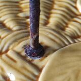 Ceramic cheese board with bamboo handle