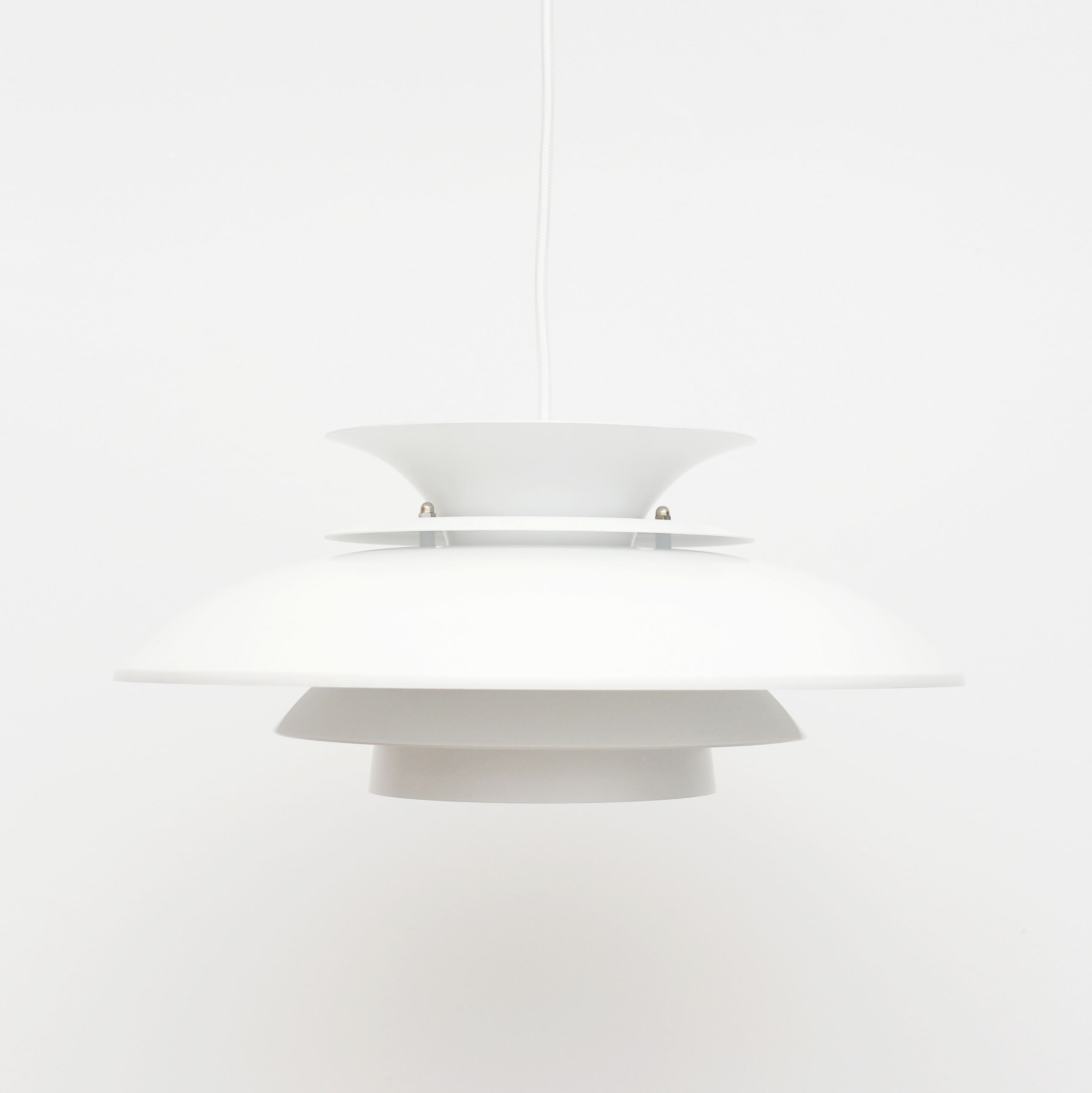 Danish white pendant mid century lamp 1970