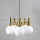 Mid-century Italian Brass and Opaline Chandelier