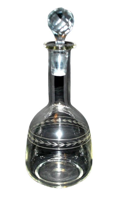 Carafe ancienne gravée frise de laurier 1900