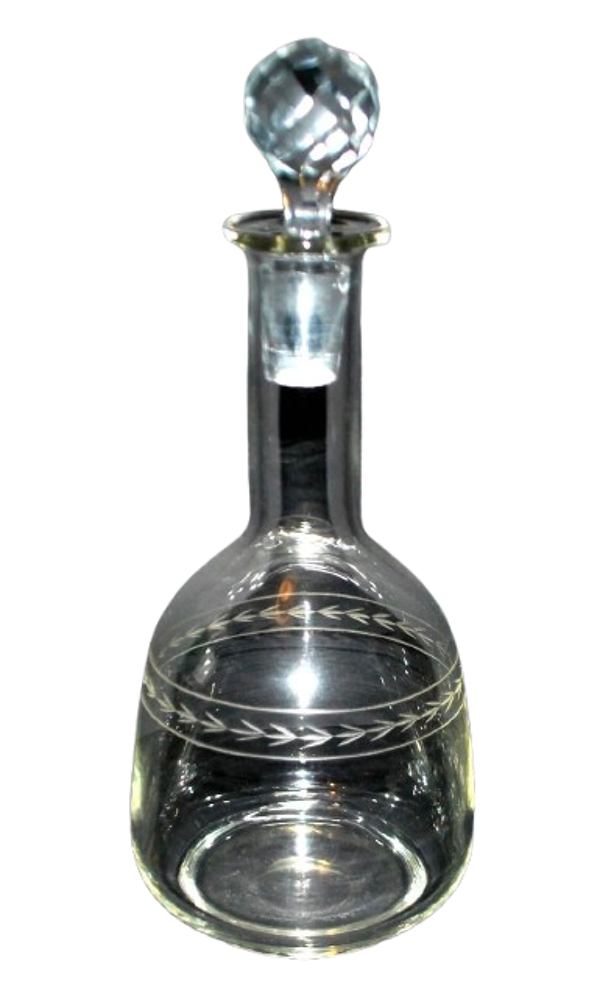 Carafe ancienne gravée frise de laurier 1900