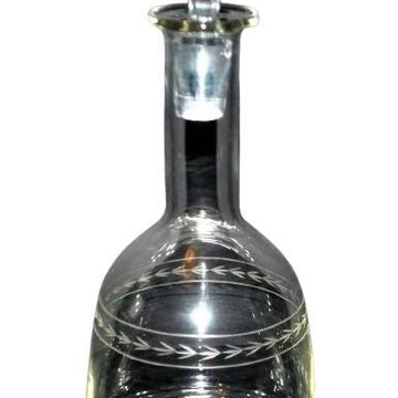 Carafe ancienne gravée frise de laurier 1900