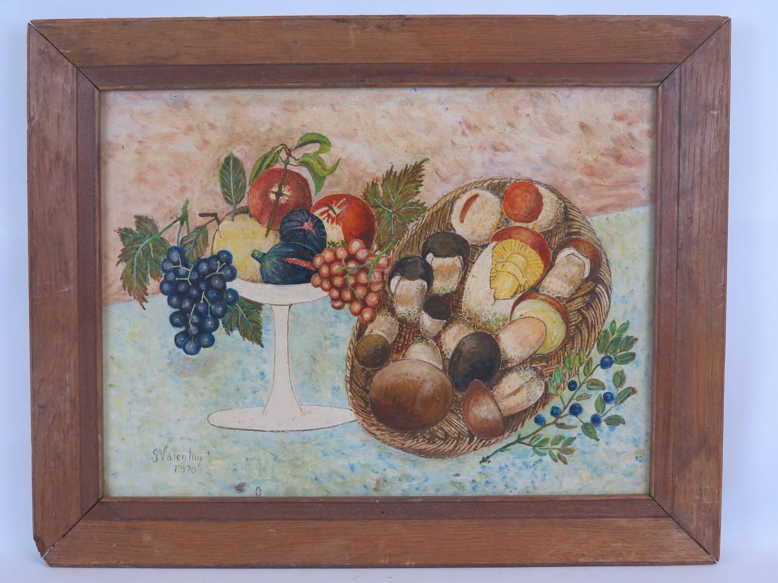 Oil painting still life signed and dated, painted on board with frame B8