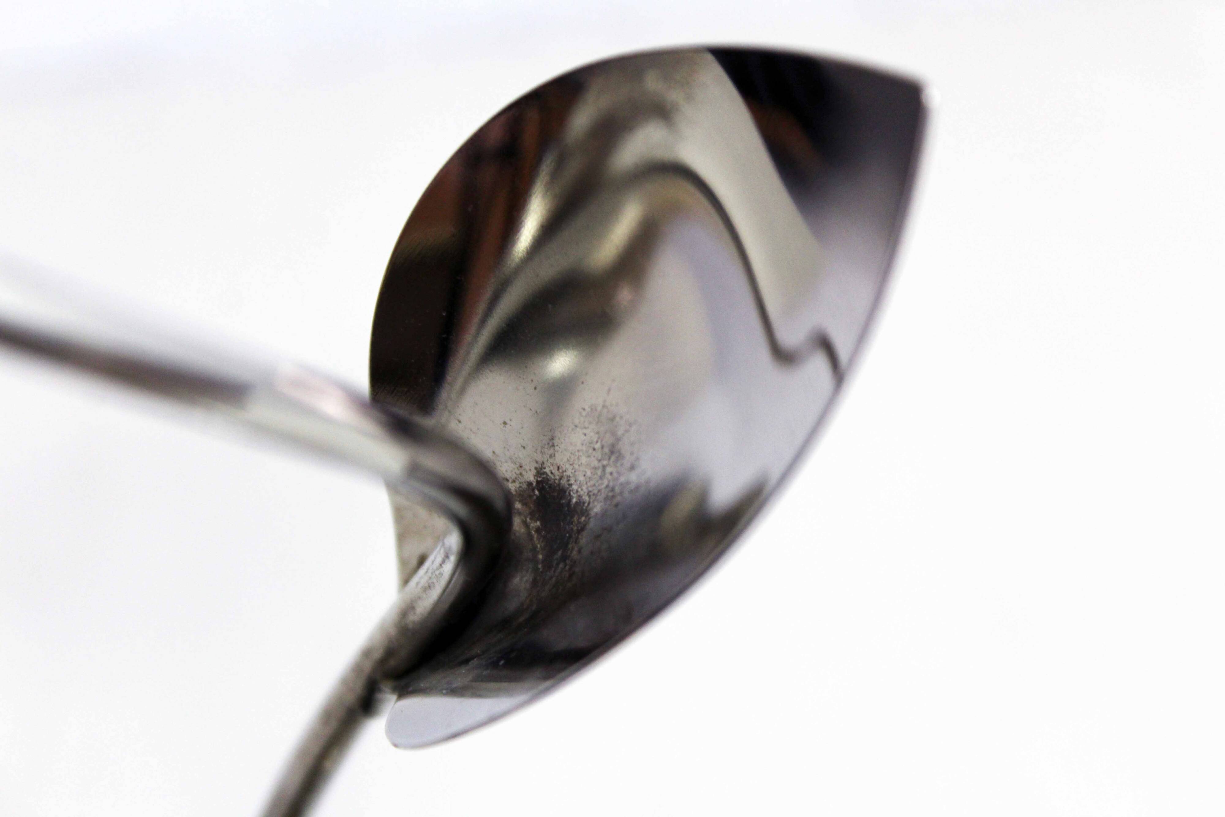 Chrome metal floral candle holder