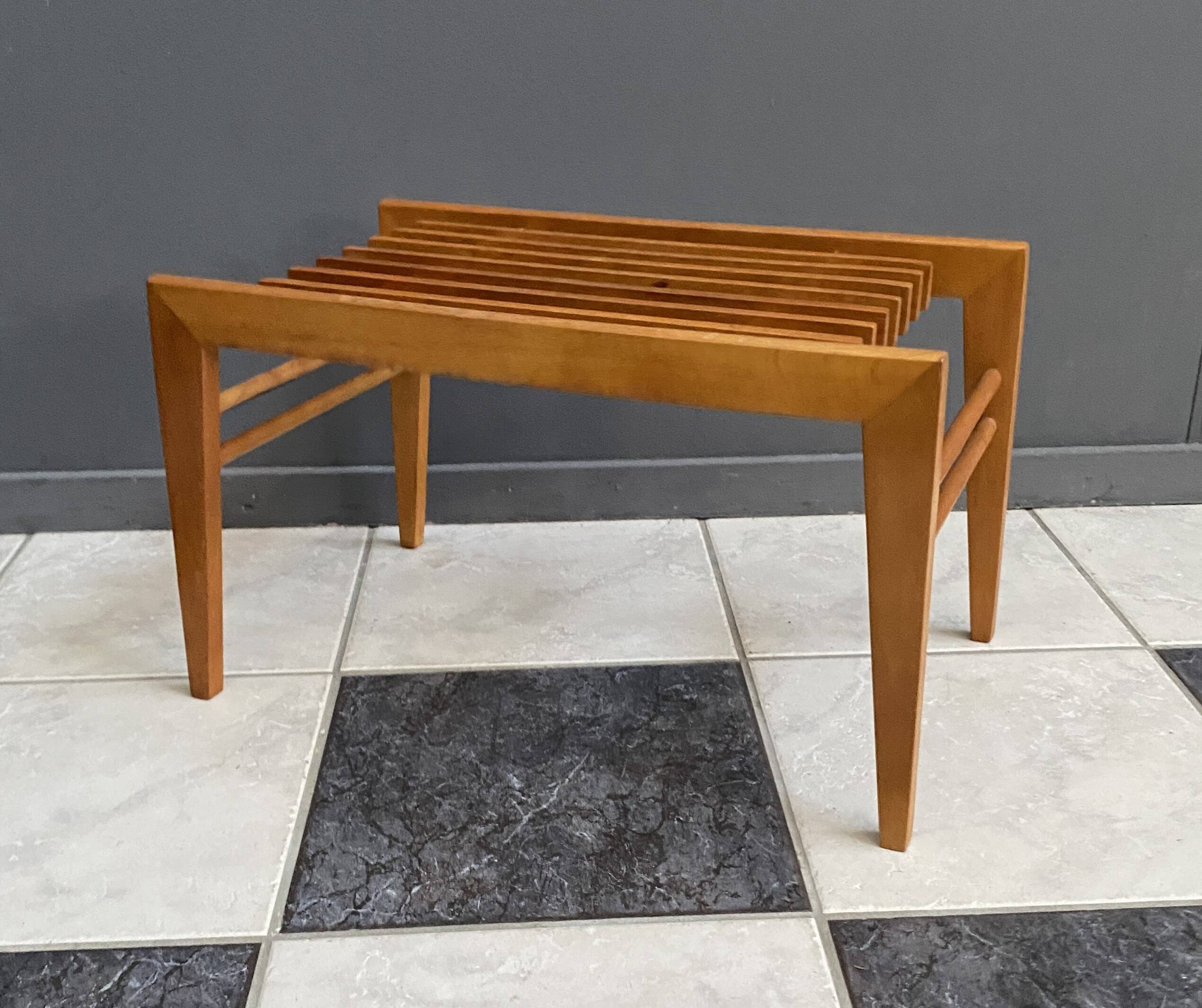 Small wood slatted sidetable flower table 1960s