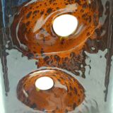 Postmodern Brown and Orange Glazed Ceramic Vase Item by Giovanni Bertoncello