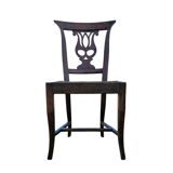 4 x elm dining chair with a carved back frame in a rosette / France / 1890-1900