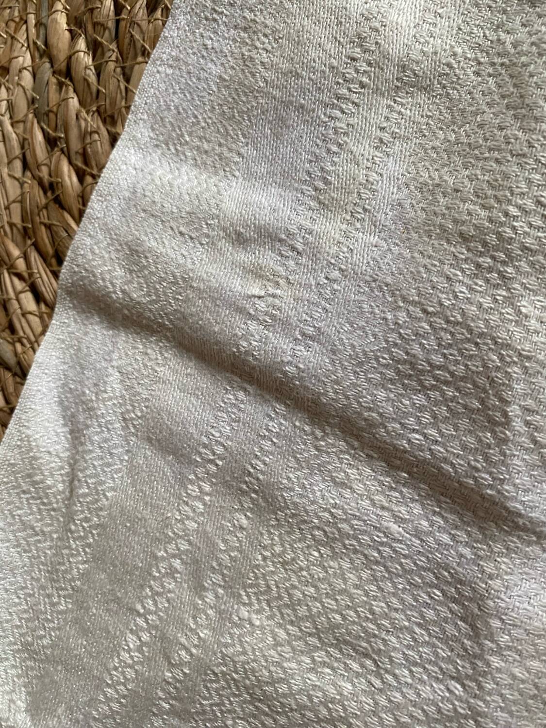 Pair of large cotton and hemp tea towels from the 1930s.
