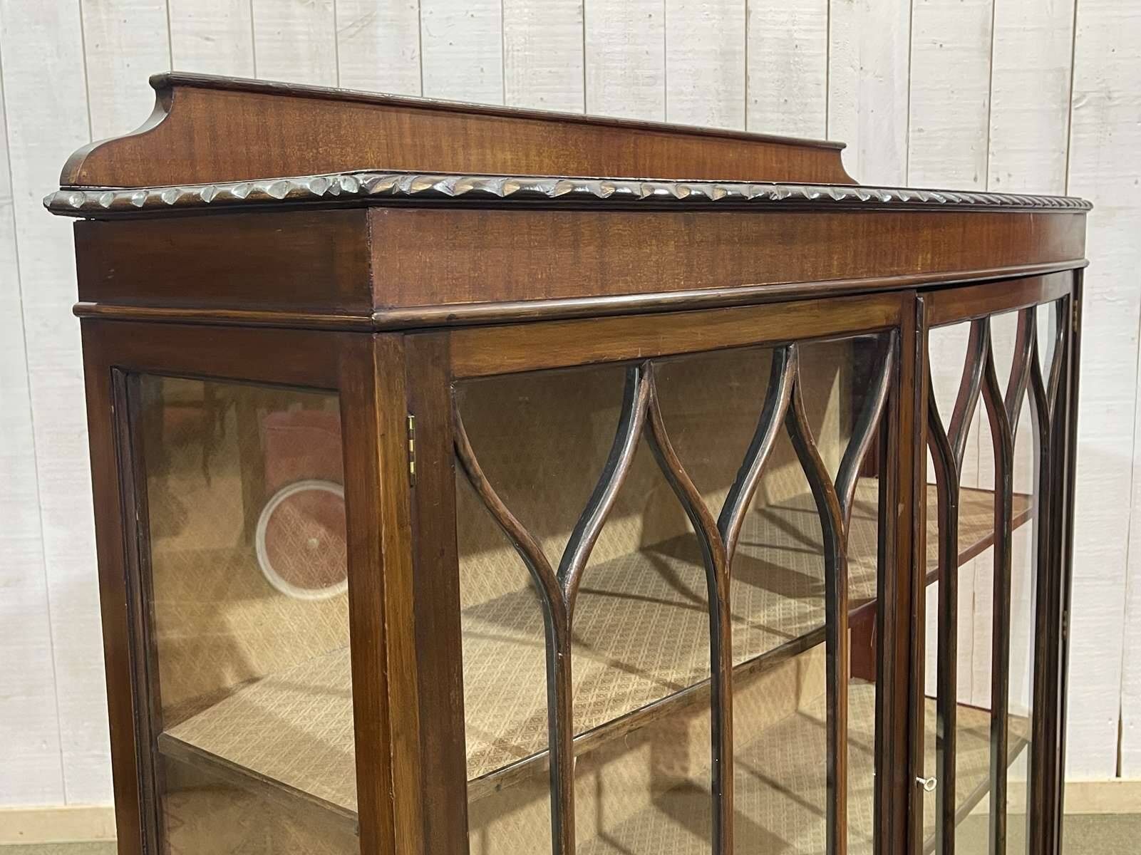 Early 20th century English mahogany display cabinet