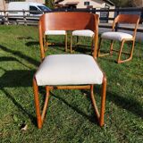 Set of 4 Baumann sled chairs with restored seats