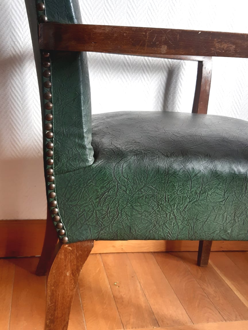 Pair of 1940 bridge armchairs in skaï