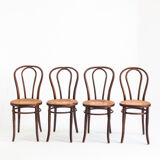 Set of 4 chairs. Bentwood and canning. Vintage. France, 50s
