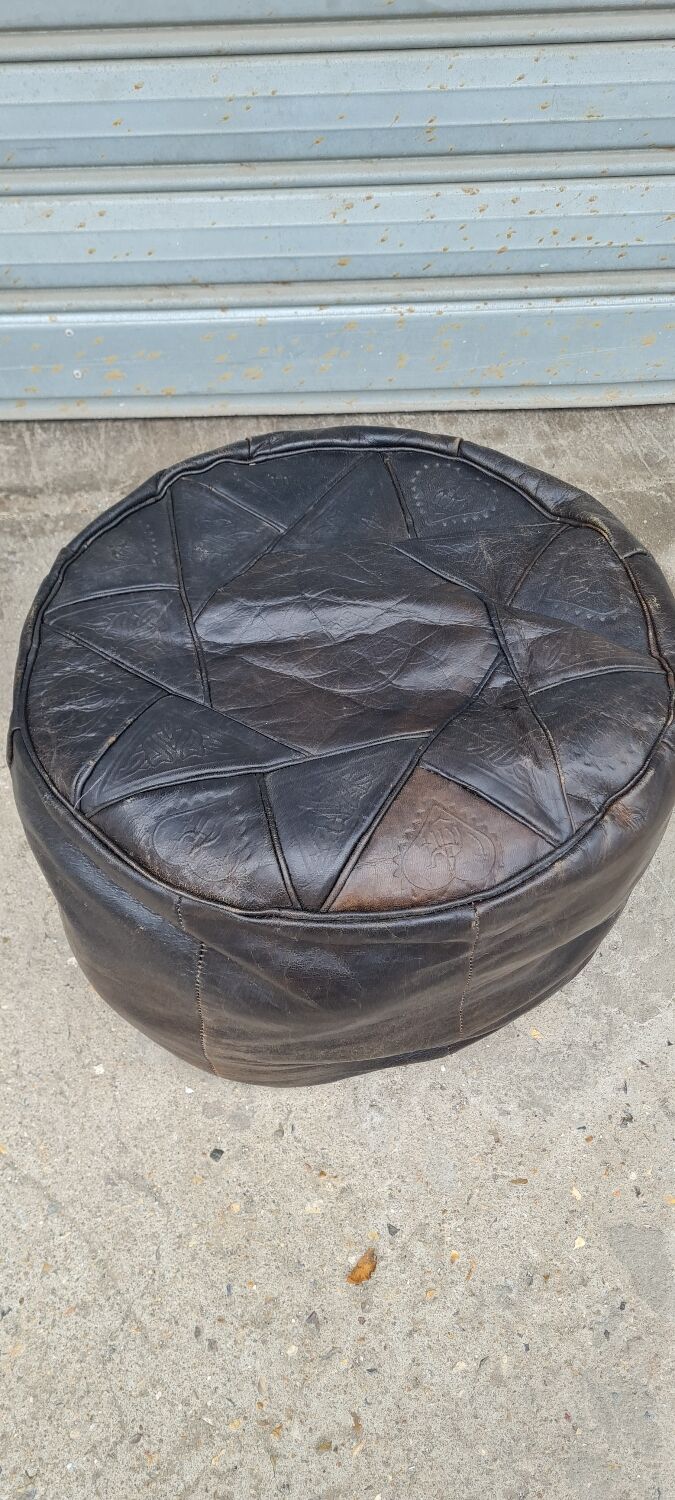 Pouf marocain en cuir 1960