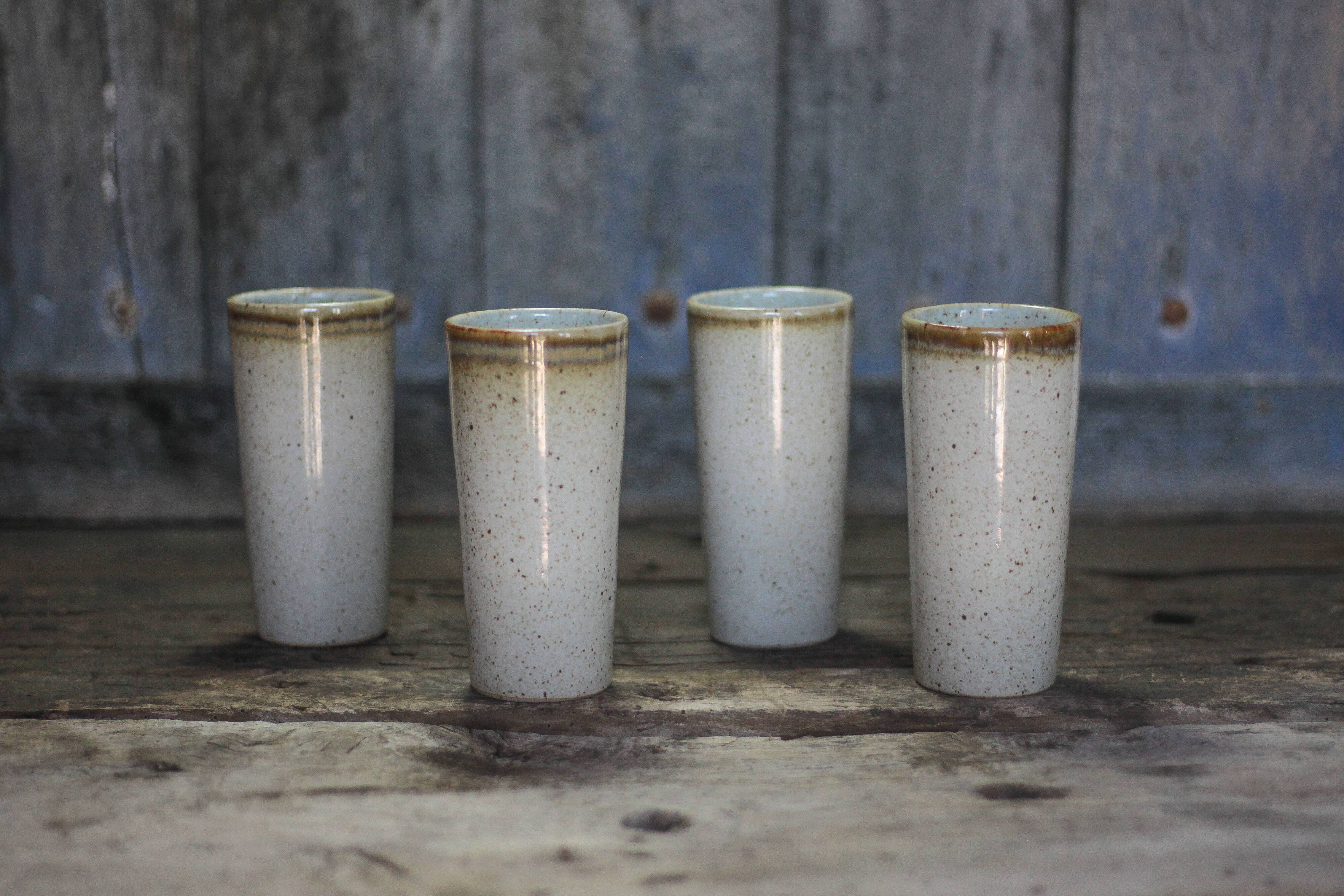 Ceramic cup set signed by Jean Austruy X 4, large ceramic cup.