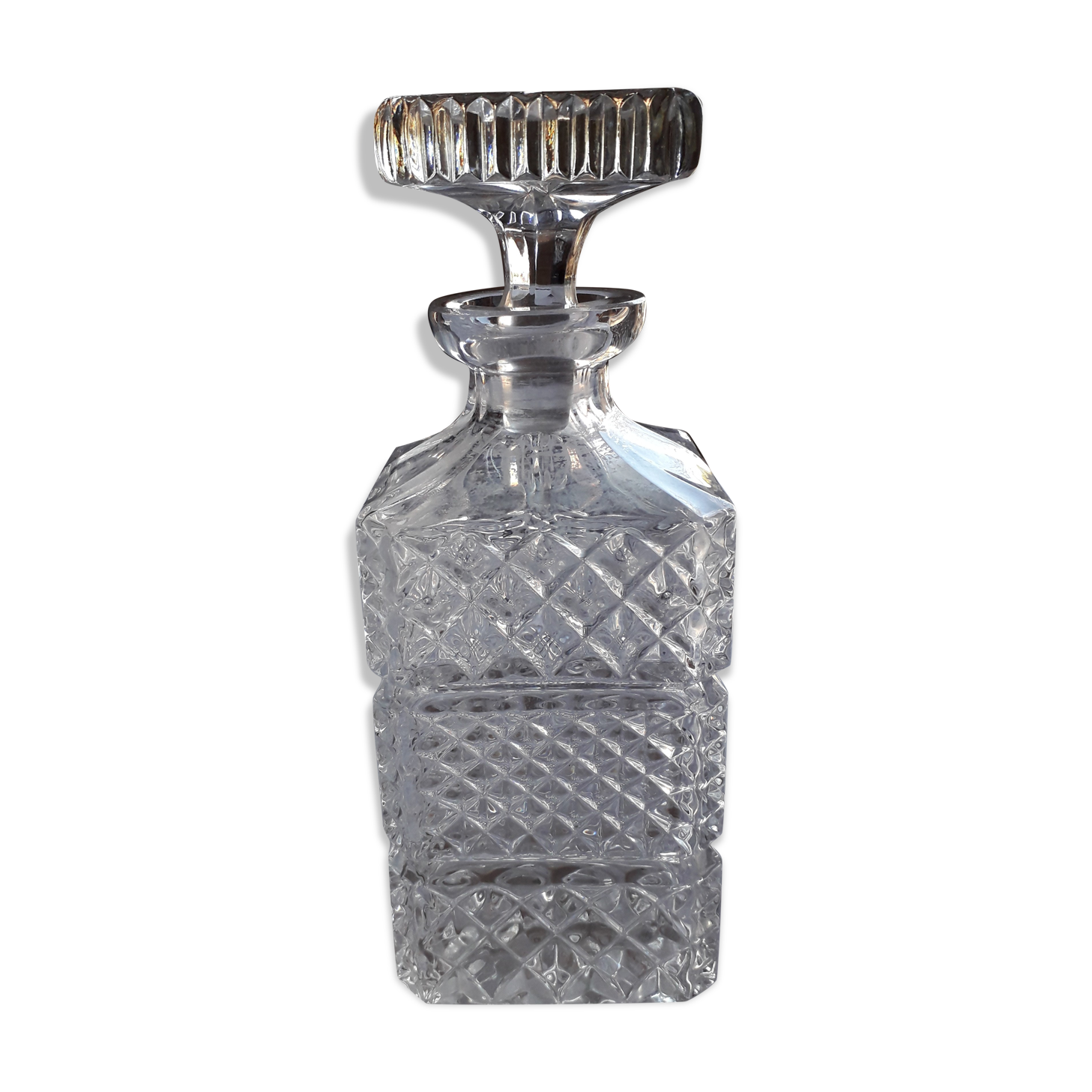 Chiseled glass whiskey decanter