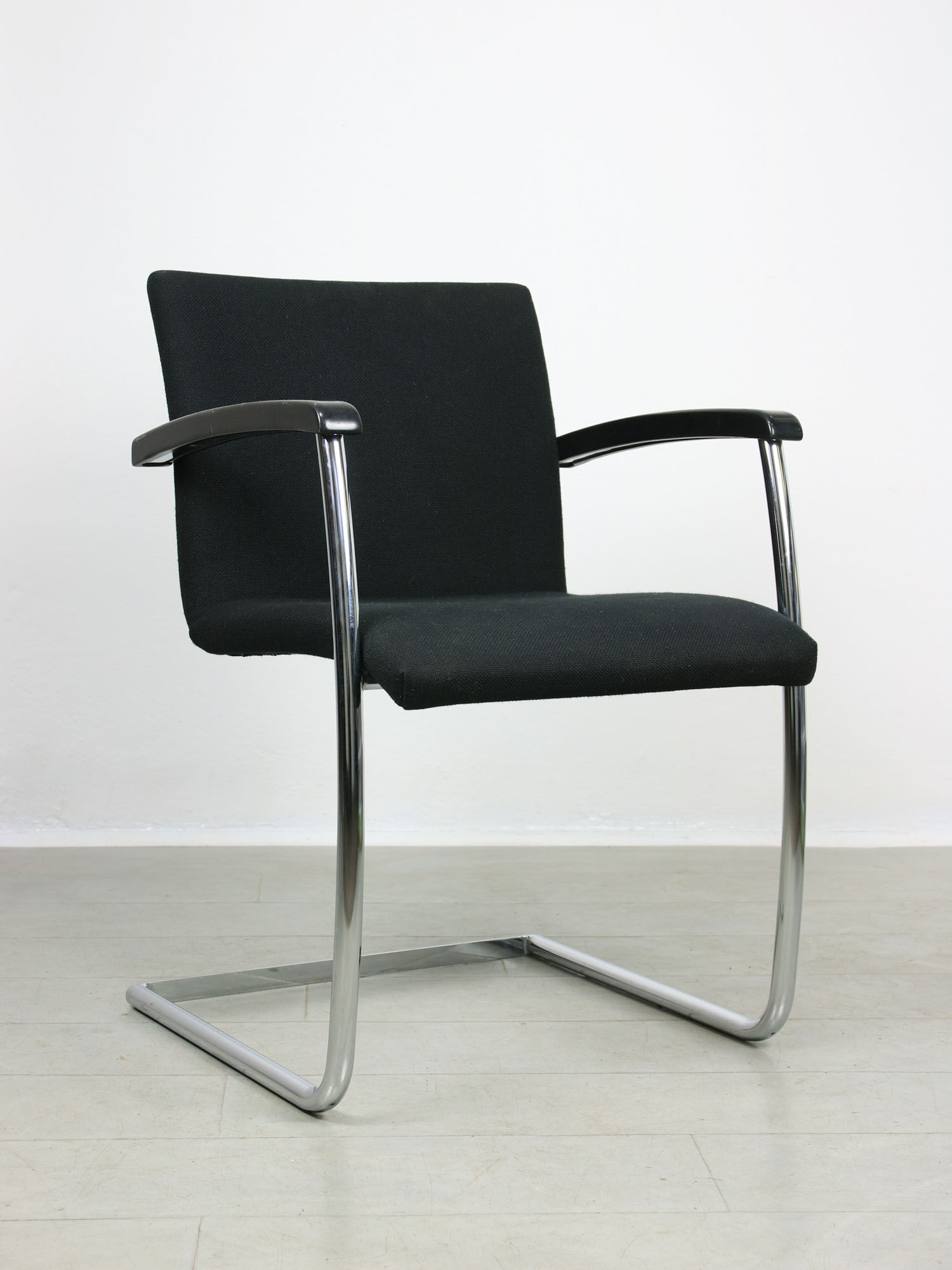Vintage black fabric bauhaus office chair, 90s