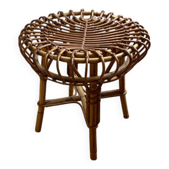 Vintage Riviera Franco Albini stool in bamboo and rattan