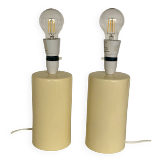 Pair of English yellow ceramic lamps
