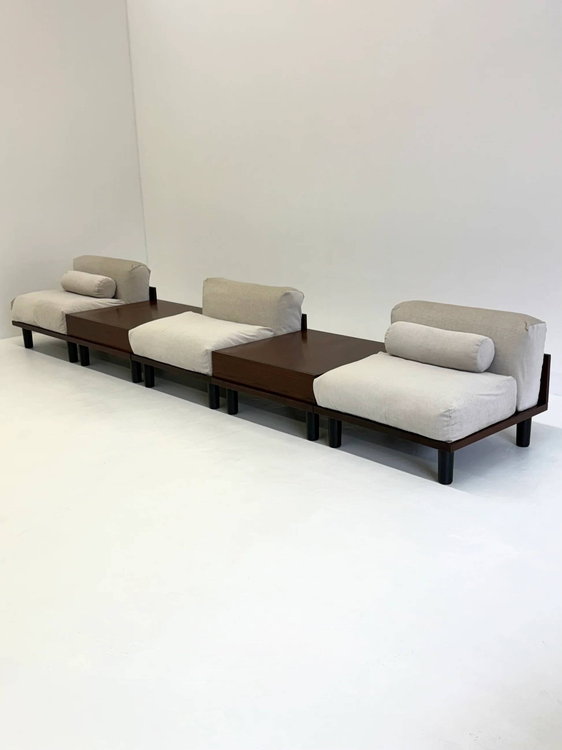 Italian modular sofa with coffee table set in Japandi style