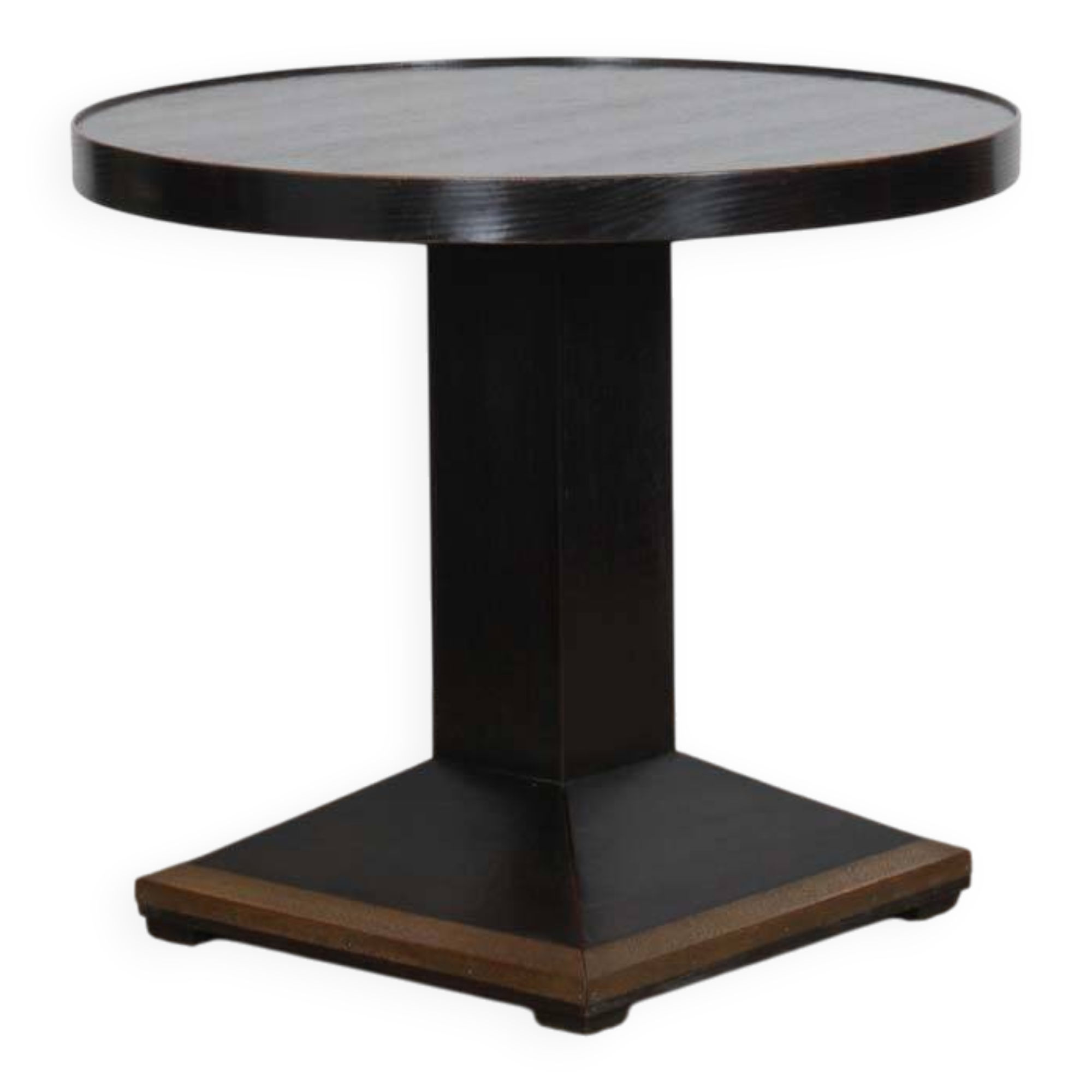 Round high wooden table, early 20th century craftsmanship.