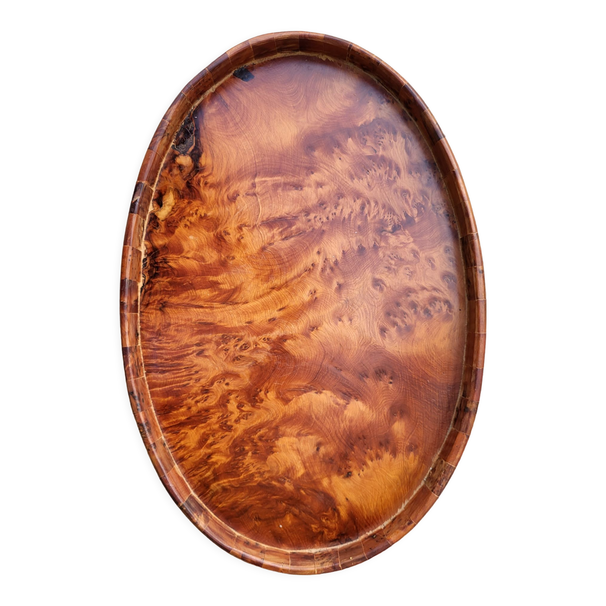 Oval wooden tray