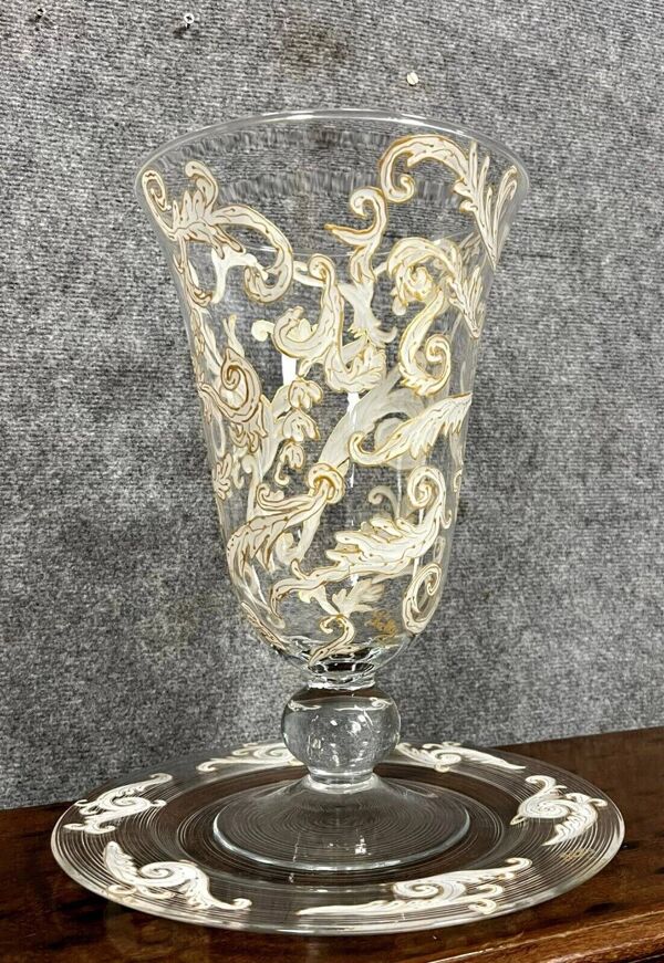 luxueux ensemble vase et plateau en cristal / Murano - Baccarat