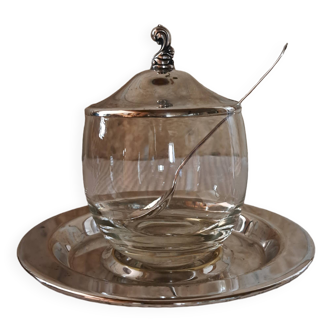 old Oneida glass and silver metal jam maker