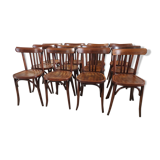 Suite of 12 chairs of bistrot Baumann 1940s
