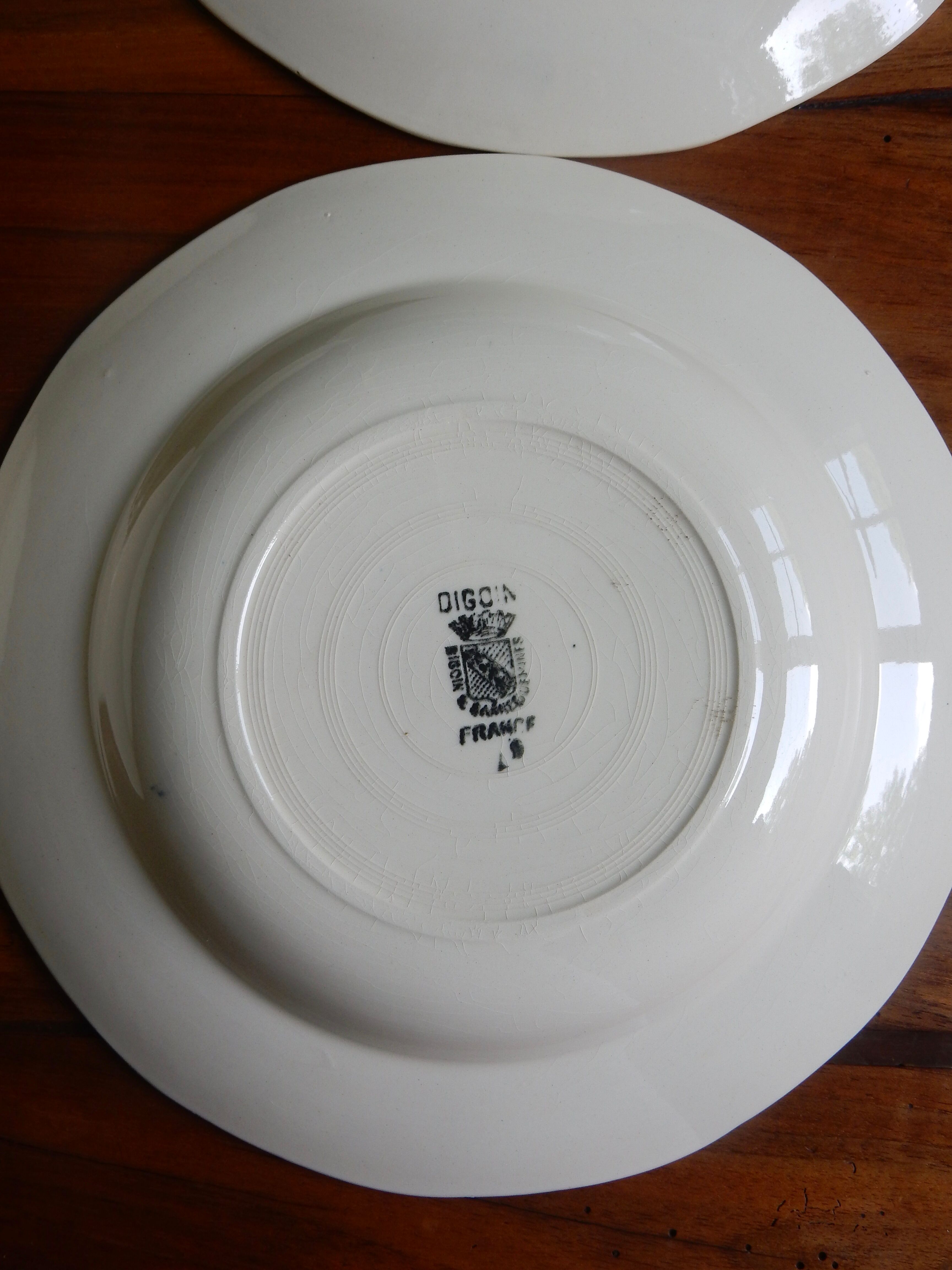 6 hollow plates Digoin Sarreguemines / Pattern Blue Roses