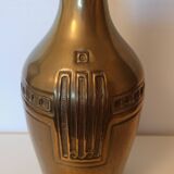 Large brass vase – sculptural piece – geometric decoration – 64.5 cm