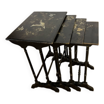 Set of 4 wooden nesting tables, Napoleon III