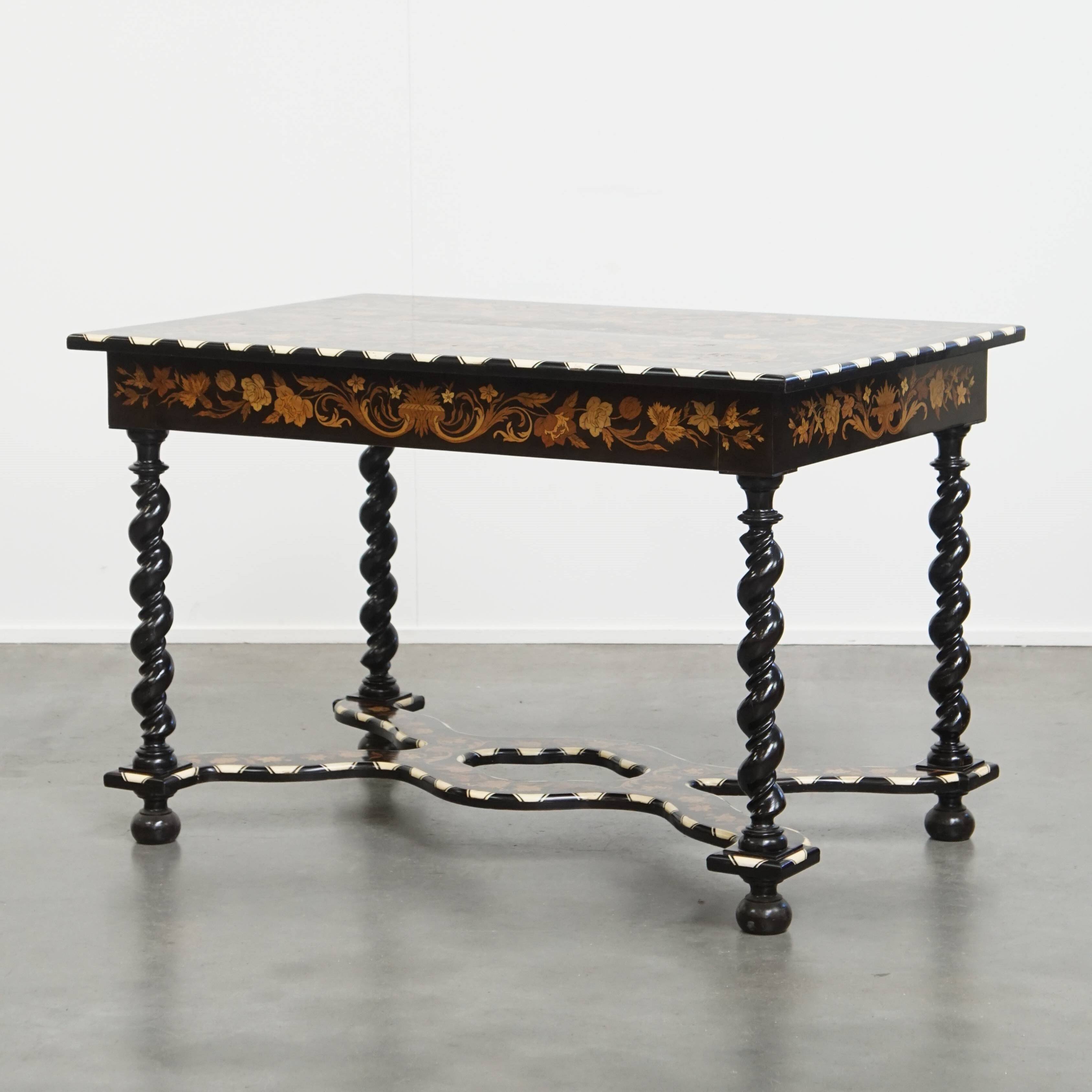 Antique 19th-Century Dutch Marquetry Table