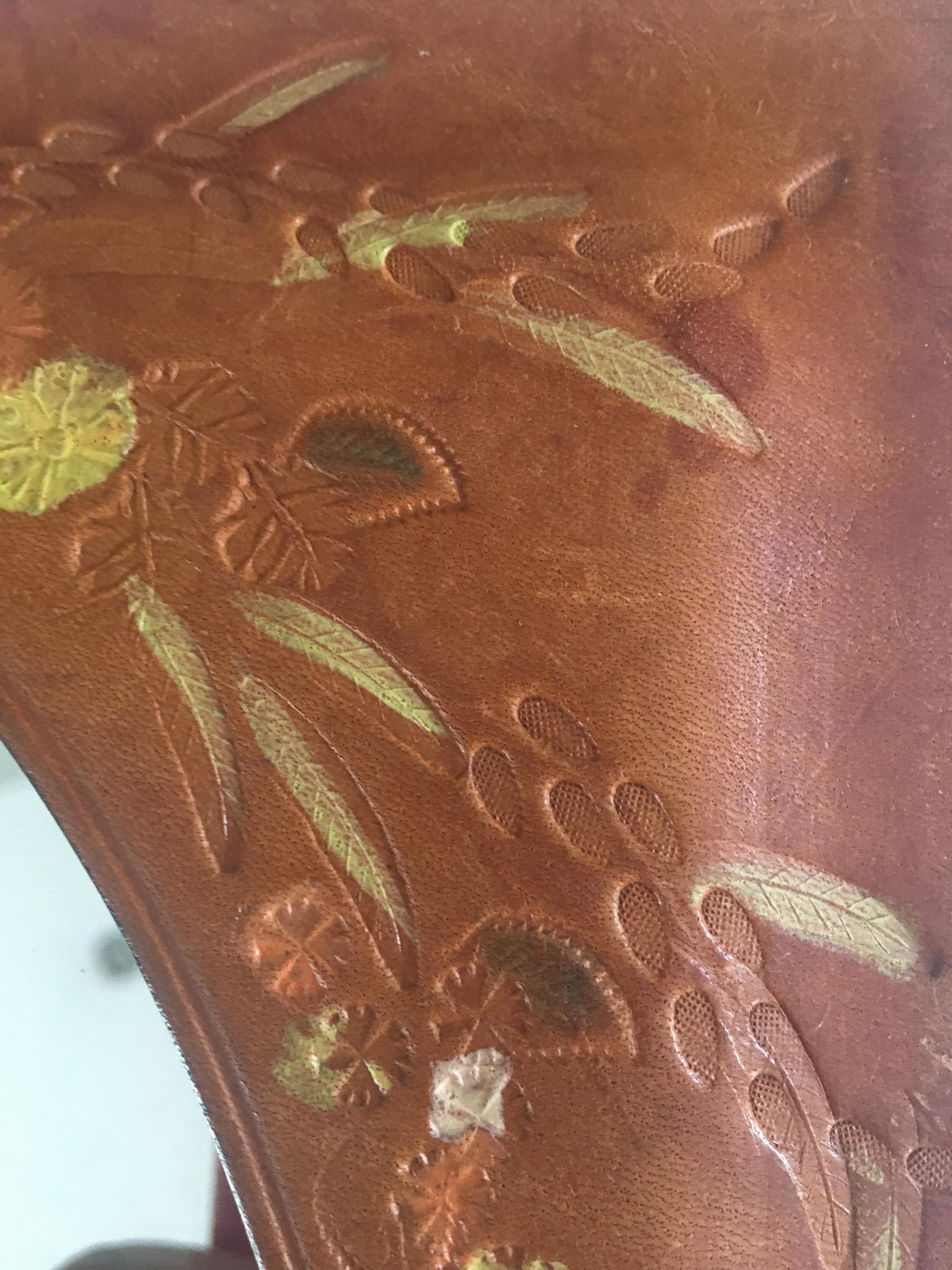 Vintage mirror all in leather 25x20cm