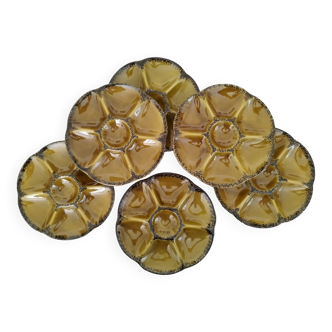 Vintage gien earthenware barbotine shell oyster plates