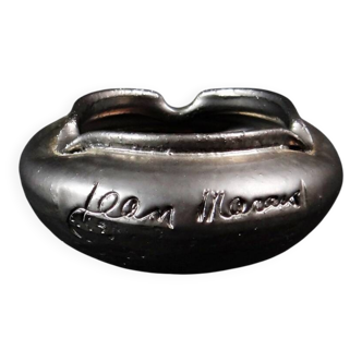 Black enamelled stoneware ashtray by Jean Marais, vintage 70s
