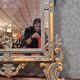Mirror Louis XV / Regency in gilded and lacquered wood around 1850