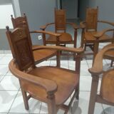 Set of 6 walnut armchairs from the early 20th century