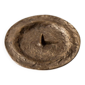 Vintage bronze candlestick from the 1960s, classic design, tray for medium to large candles.