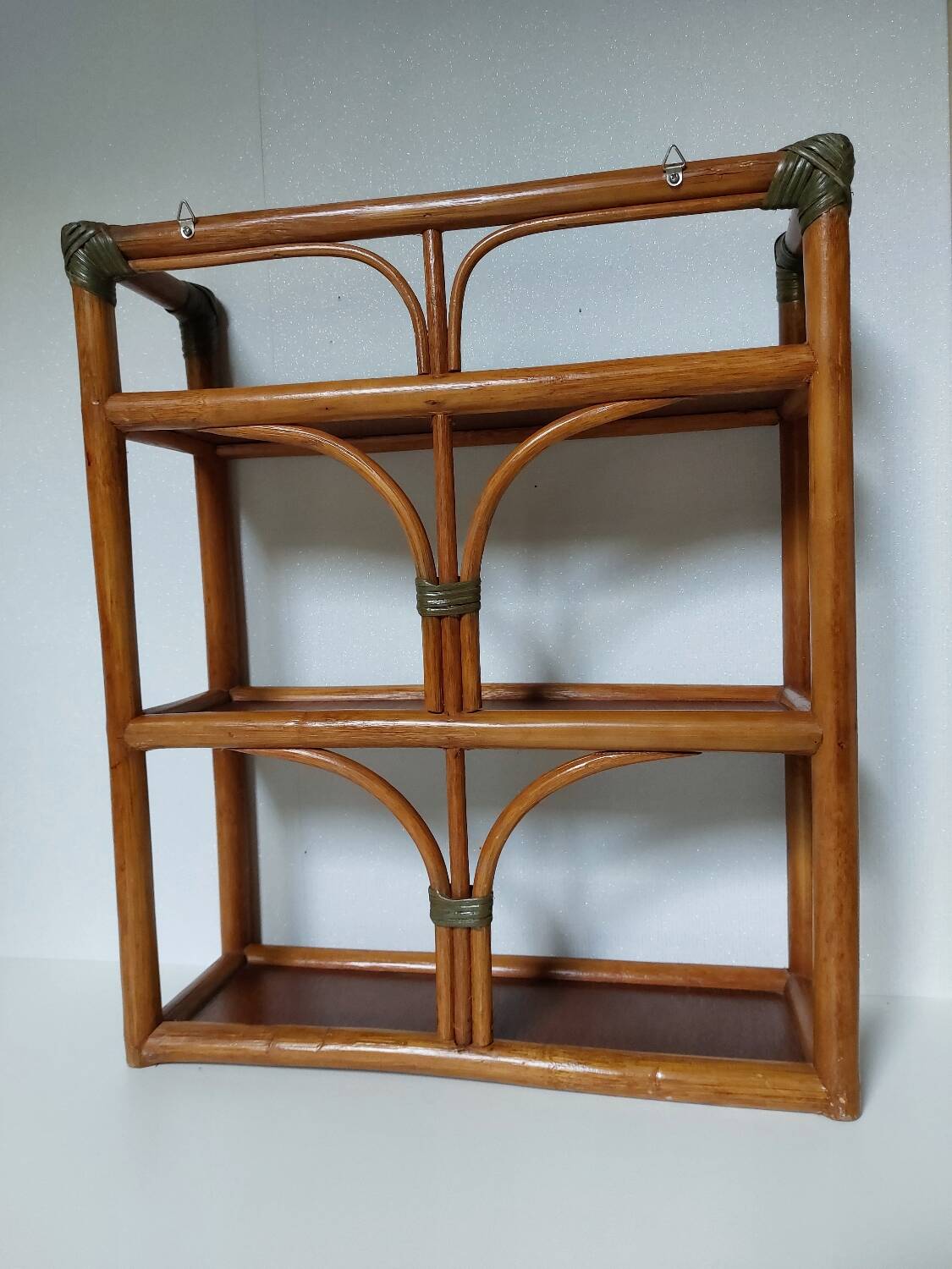 Vintage rattan wall shelf