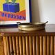 Hollywood regency brass and wicker vide poche, Italy ca. 1970